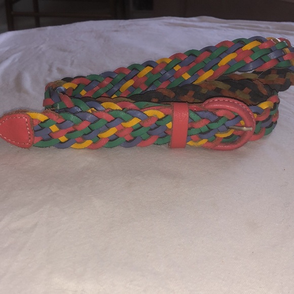 Vintage rainbow leather braided belt - Picture 2 of 5